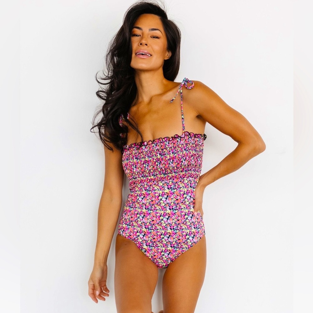 BALTICBØRN Nikki Smocked One Piece, Neon Floral, 1XL